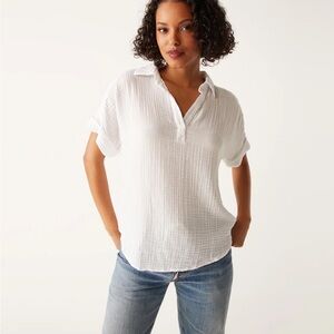 Michael stars Gigi Gauze popover top in white